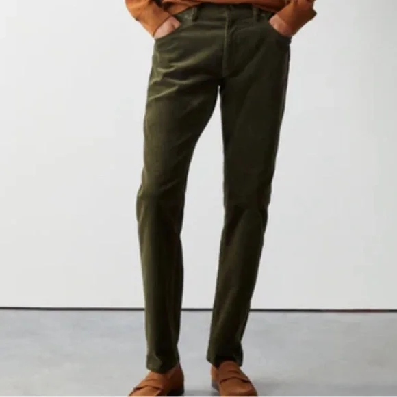 TODD SNYDER | Men’s Slim Fit Green Corduroy Pants Olive Stretch 30x32 - Picture 2 of 13